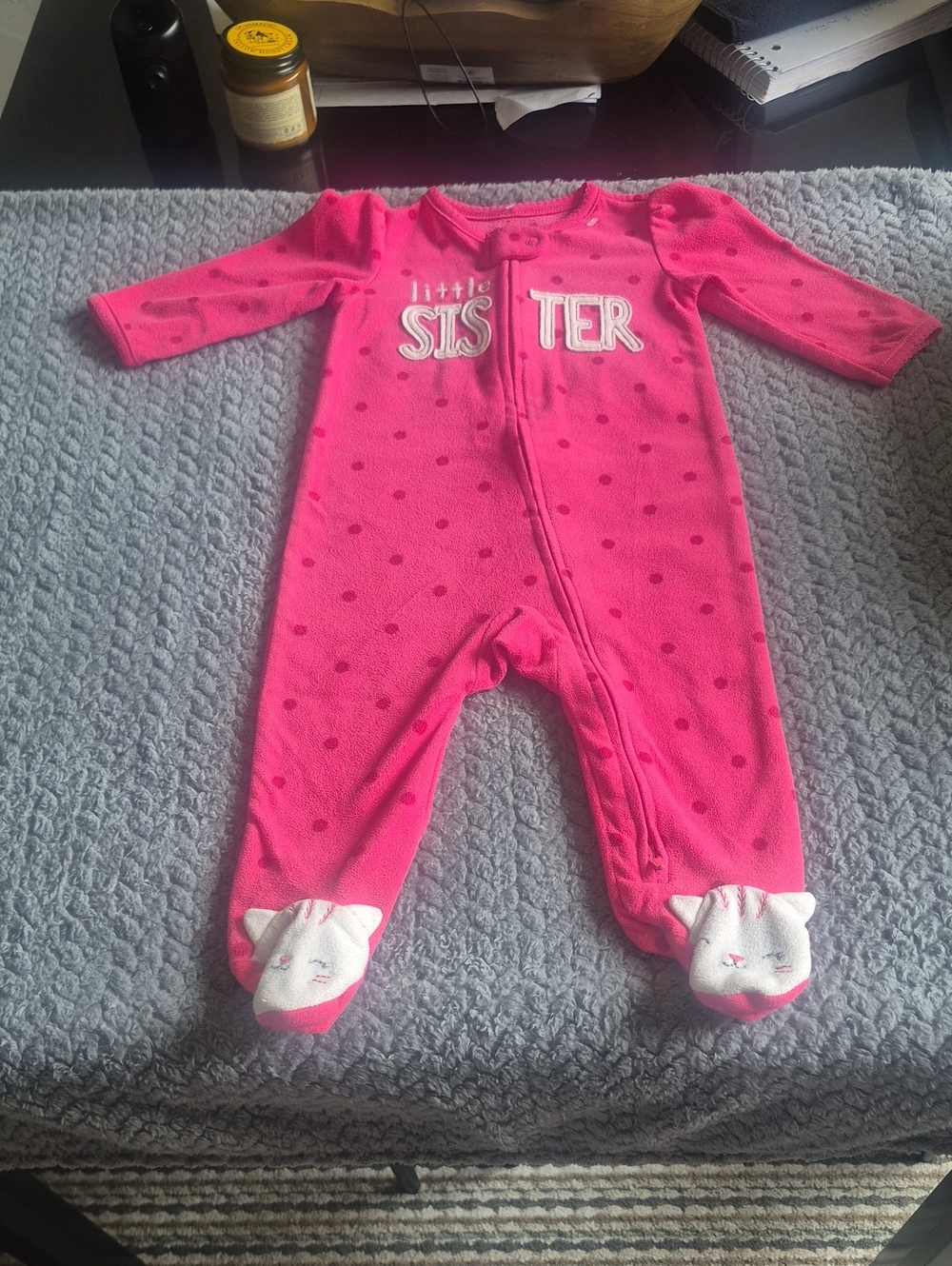 Cozy Pink Polka Dot Footed One-Piece for Kids